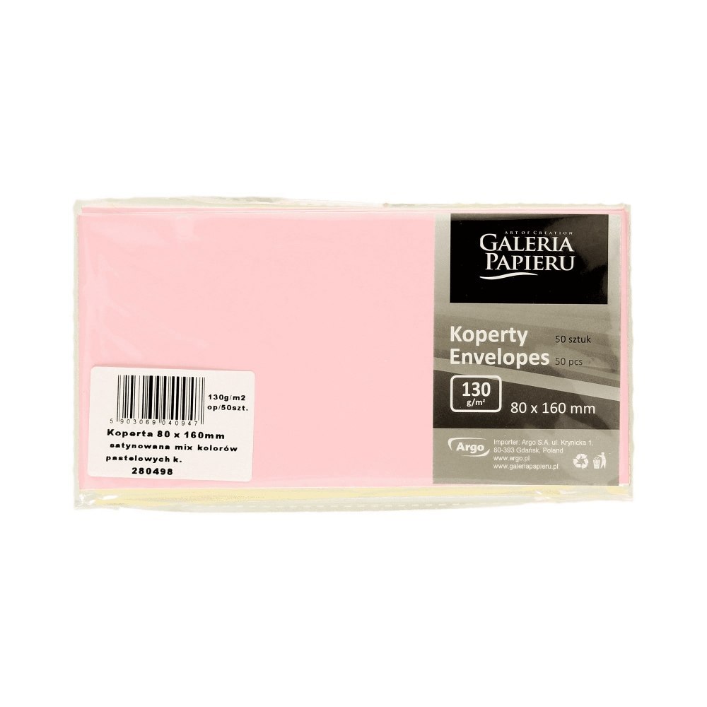 ENVELOPE 80X160 NK MIX PASTEL PAPER GALLERY PACK50PCS 280498 ARGO ARGO